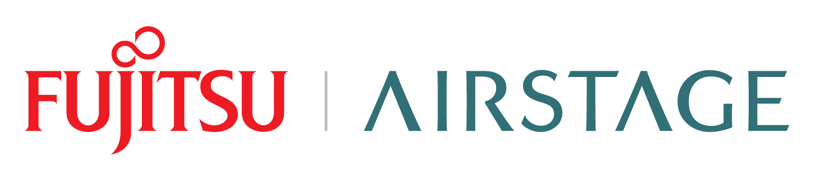 FUJITSU AIRSTAGE (CO-BRAND) logo - horizontal - full colour