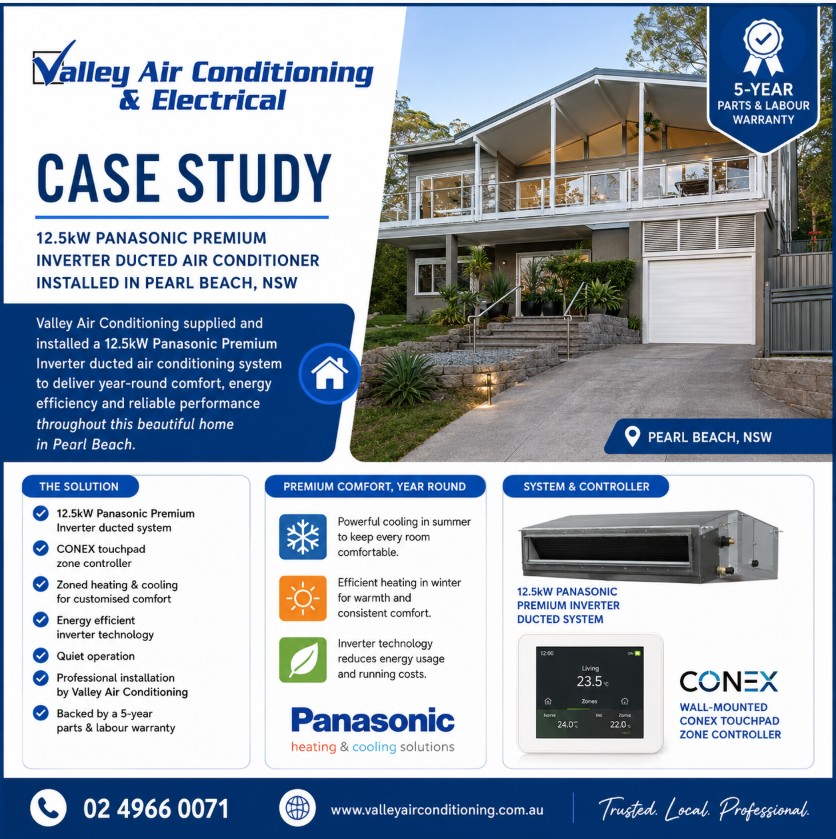 Ducted air conditioner installation Pearl Beach NSW