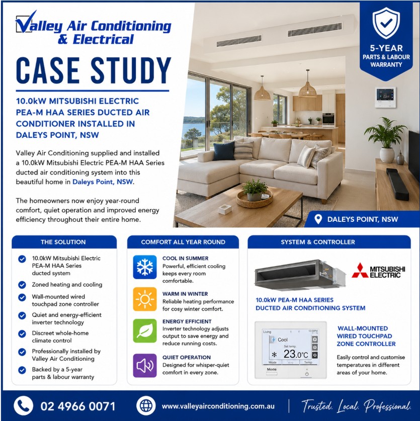Ducted air conditioner installation Daleys Point NSW
