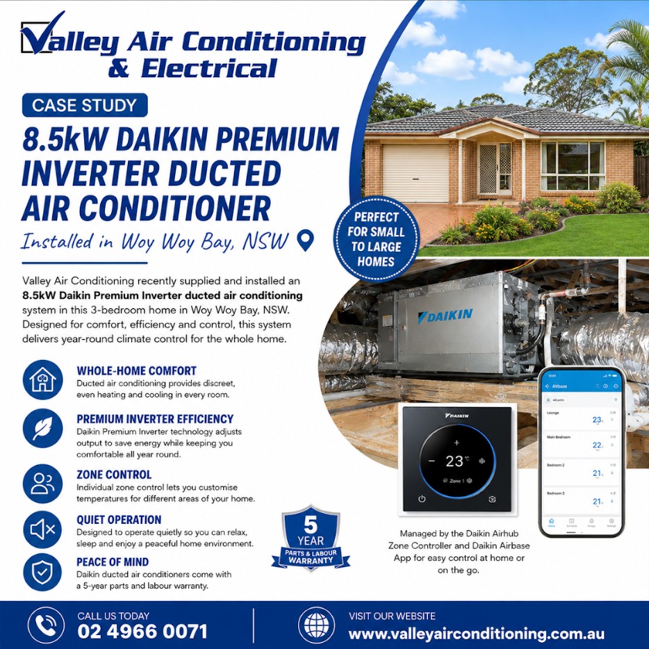 Ducted air conditioner installation Woy Woy Bay NSW