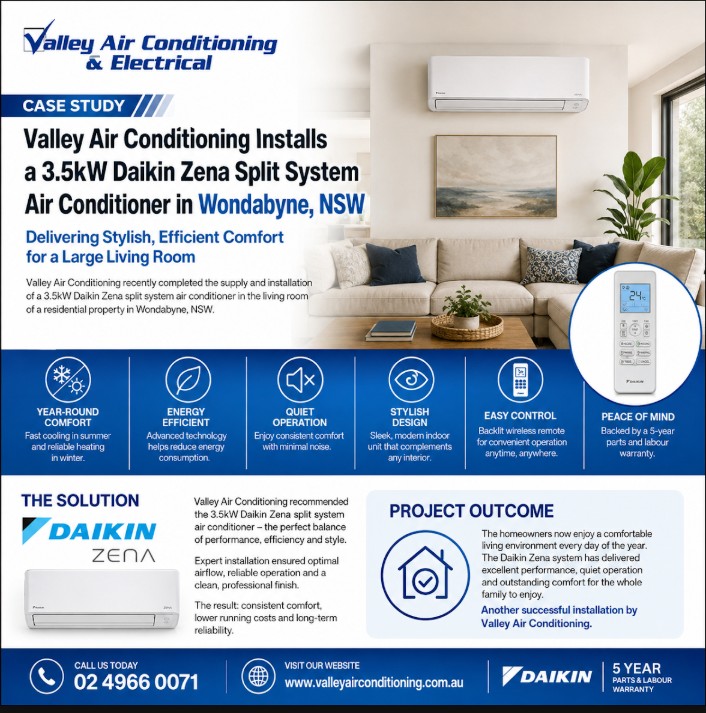 Split system air conditioner installers Wondabyne NSW