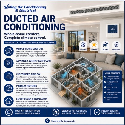 Ducted air conditioning installation Gosford NSW