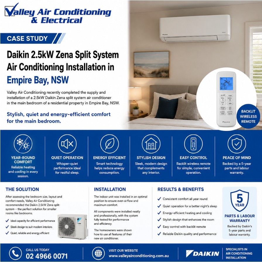 Split system air conditioner installers Empire Bay NSW